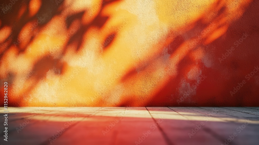 Aufkleber Blurry abstract background showcasing colorful shadows on a textured wall creating a warm and inviting atmosphere for creative use