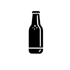 Beer Bottle Icon: A simple, bold silhouette of a beer bottle, perfect for brewery logos, pub menus, or any design needing a classic beverage symbol.  