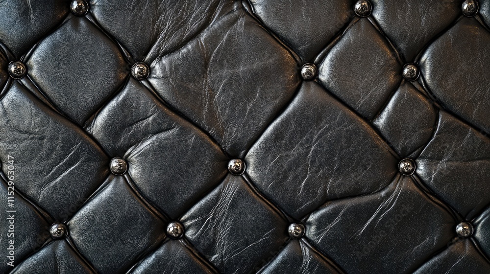 Poster textured black leather background with diamond pattern and buttons suitable for scrapbooking and des