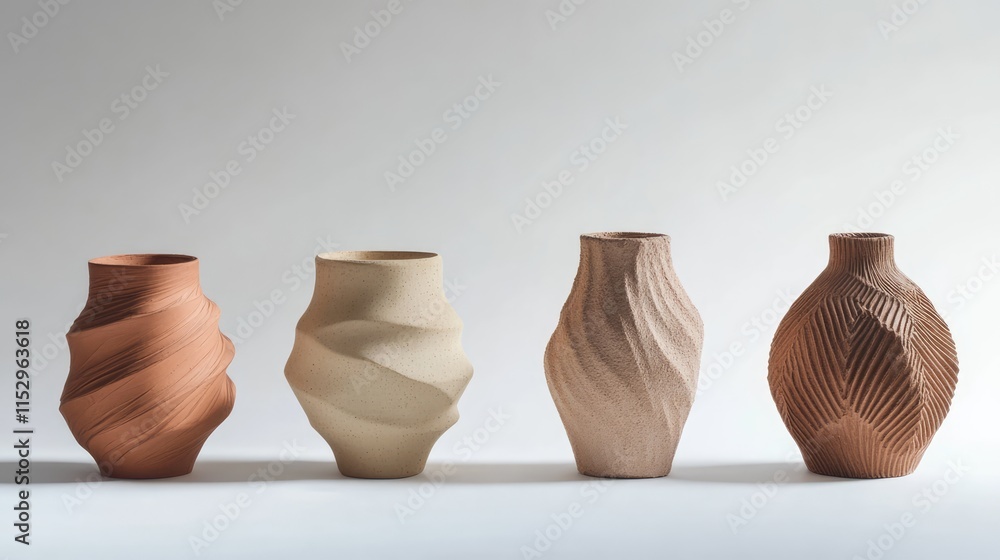 Poster elegant collection of uniquely designed clay pots showcasing modern pottery craftsmanship and artist