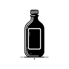 Classic Bottle Design: Simple, elegant, and timeless.  A sleek black and white illustration of a bottle with a blank label, perfect for showcasing your product or brand.