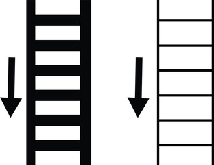 Stairs realistic icon set. Architectural object staircase up steps black flat and line vector collection isolated on transparent background. Modern templates interior staircase architecture direction.