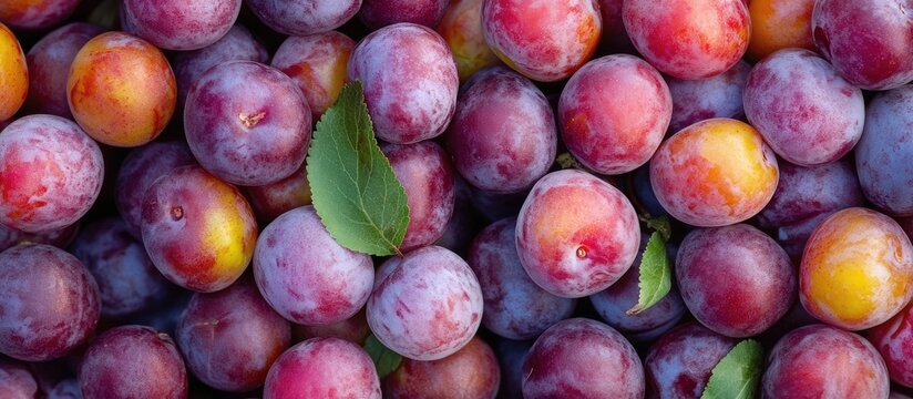 Freshly harvested plums in vibrant colors ideal for artisanal jam production and culinary delights in a rustic kitchen setting