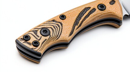 Expertly Crafted Wooden Pocket Knife with Intricate Pattern and Texture