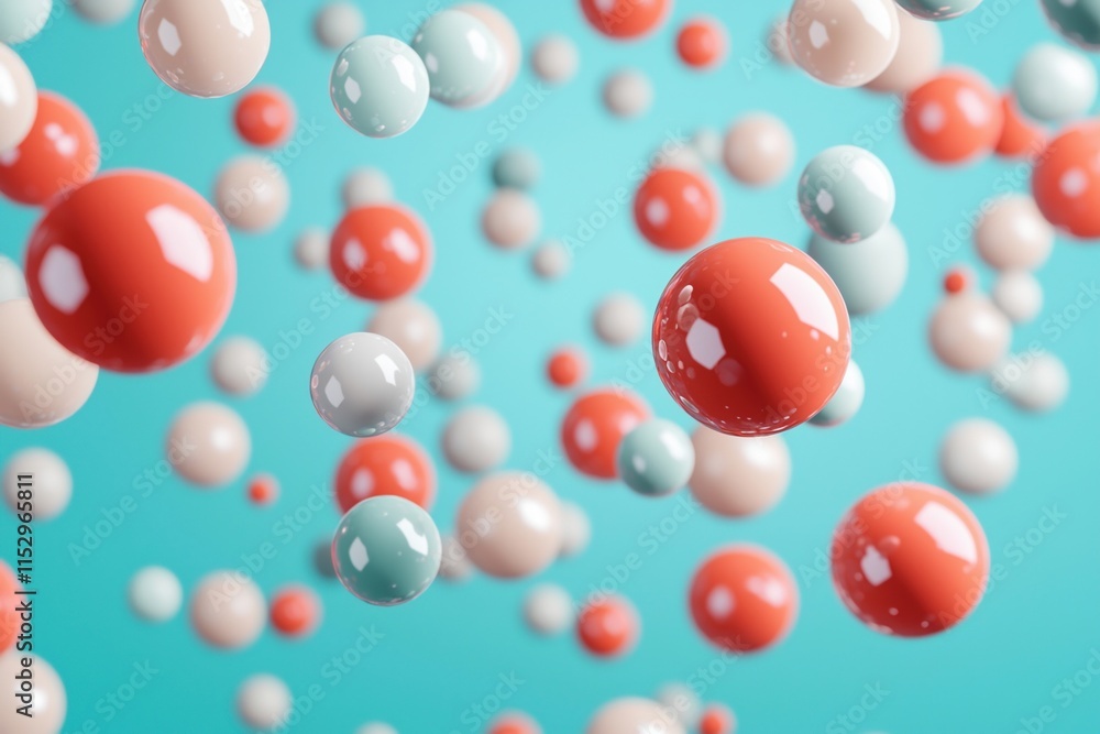 Poster cholesterol levels monitoring concept. colorful spheres float in a vibrant blue background, creating