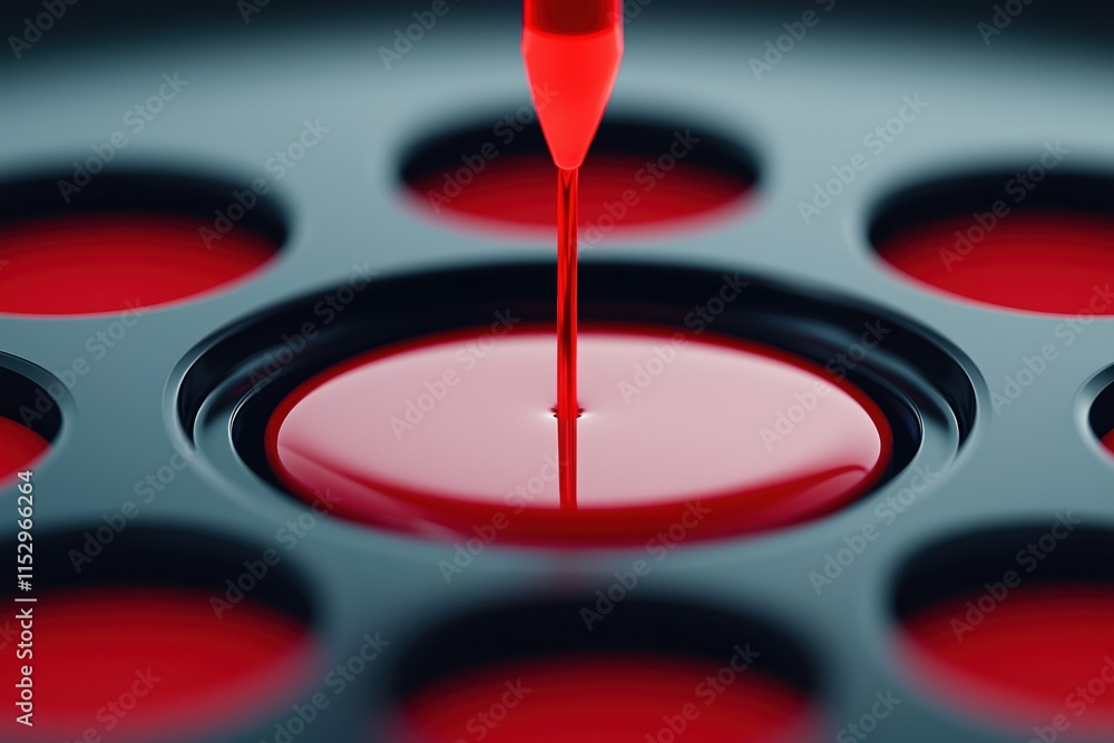 Poster cholesterol levels monitoring concept. a close-up of red paint being dripped into a circular tray, s