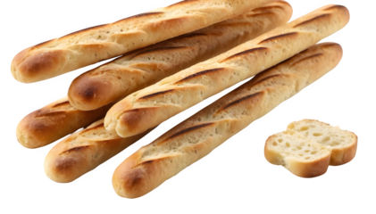  Grissini, a traditional Italian breadstick, is presented against a white background.