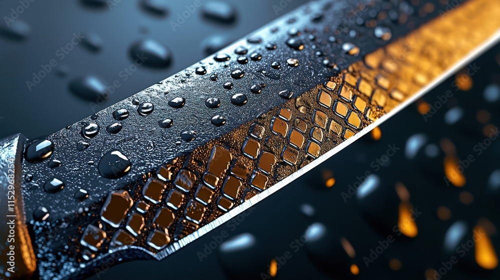 Aufkleber wet glittering water droplets on a textured surface with a dynamic and shiny appearance