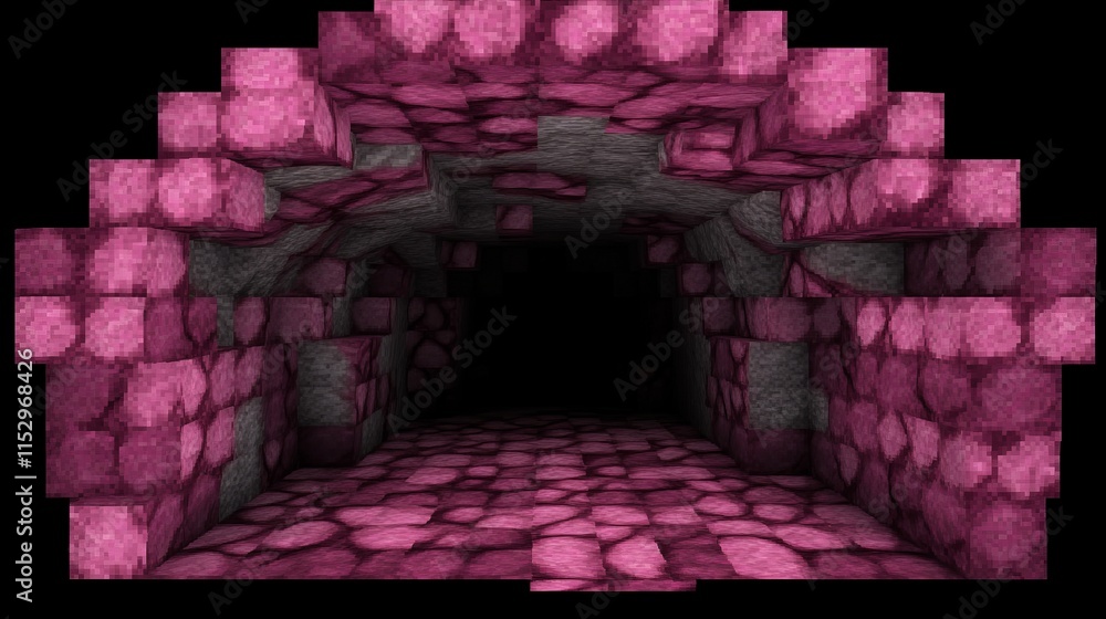 Poster pink stone tunnel a digital rendering of a mysterious passageway