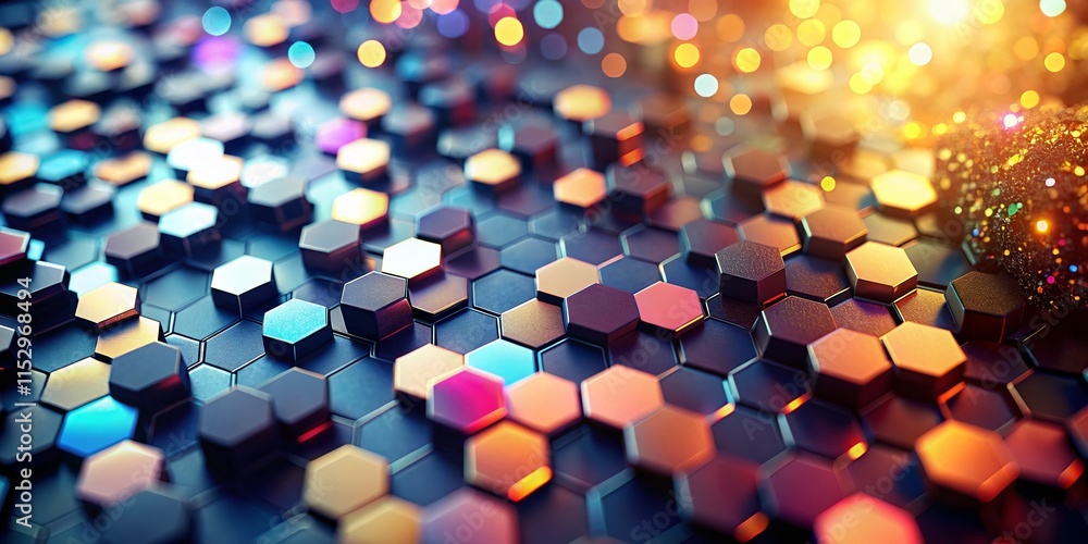 Aufkleber abstract white background with black hexagonal bokeh lights