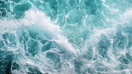 Fototapeta premium Ocean Waves Crashing: A Turquoise Symphony