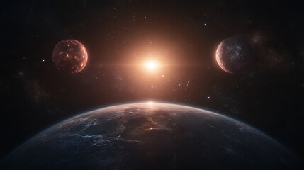 Planetary Alignment Twin Moons Orbiting Earthlike Planet