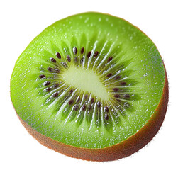 kiwi fruit slice on white background macro photo