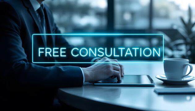 Free Consultation Offer, Complimentary Consultation Service, Free Advice and Consultation Graphic