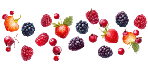 mixed berries on white background illustration