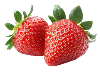 juicy red strawberries on white background