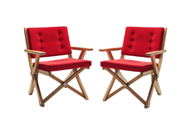 Pair of Red Cinema Chairs isolated on transparent Background