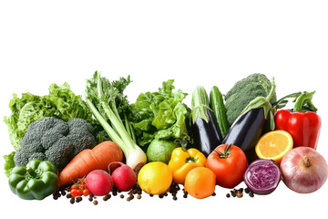 fresh vegetables assortment on white background