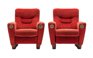 Double Red Cinema Chairs isolated on transparent Background