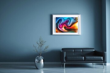 Frame mockup, Living room wall poster mockup. Interior mockup with house background. Modern interior design.	
