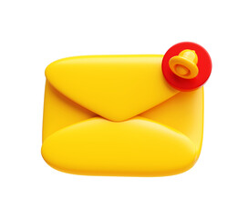 Email with Bell Notification icon 3d illustration