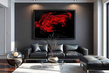 Frame mockup, Living room wall poster mockup. Interior mockup with house background. Modern interior design.	

