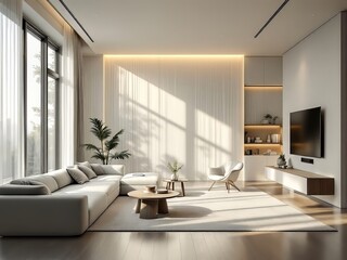 Fototapeta premium Captivating long exposure apartment brochure, showcasing stunning cityscapes.