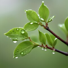Budding Leaves in Early Morning, spring buds, new leaves, macro nature, spring rain, fresh greenery, nature rebirth, close-up beauty, no people, purity, softness, vitality, tranquility, majestic