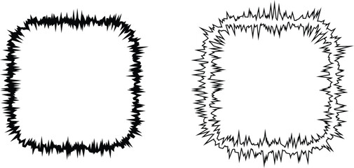 Hand drawn brush frames icon set. Vintage doodle sketch picture frame. Blank black cadre sketches painted by hands flat line vector collection isolated on transparent background. decorative elements.