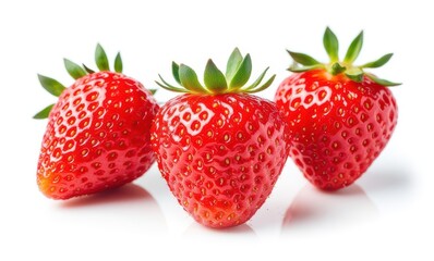 Fresh juicy strawberries on white background