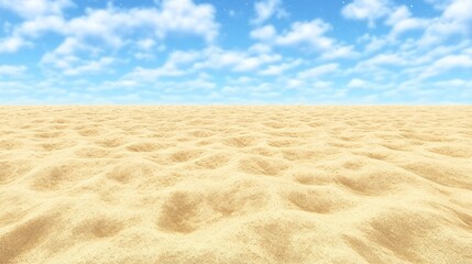 Fototapeta premium Serene Beach Landscape Under a Blue Sky with Fluffy Clouds