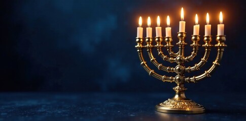 Star of David Hanukkah menorah with gilded details, elegance, gold, sophisticated