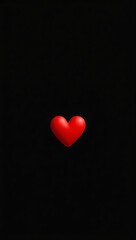 A minimal phone HD wallpaper featuring a small red heart on a black background.
