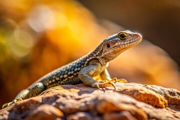 Fototapeta premium Aerial Drone Shot: Tiny Lizard Basking on Sun-Warmed Rock