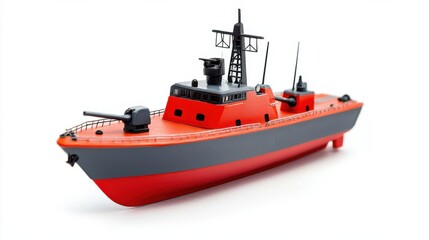 Fototapeta premium Orange Rescue Boat on the Water for Emergency Response and Safety Aid