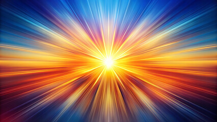 Obraz premium Radiant burst of colors in chromatic harmony, showcasing vibrant explosion of light. This panoramic view captures essence of energy and warmth