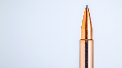 Closeup View of Copper Bullet Tip Metallic Projectile Weapon Equipment