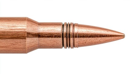 Copper Jacketed Bullet Tip Closeup Showing Precise Metallic Design