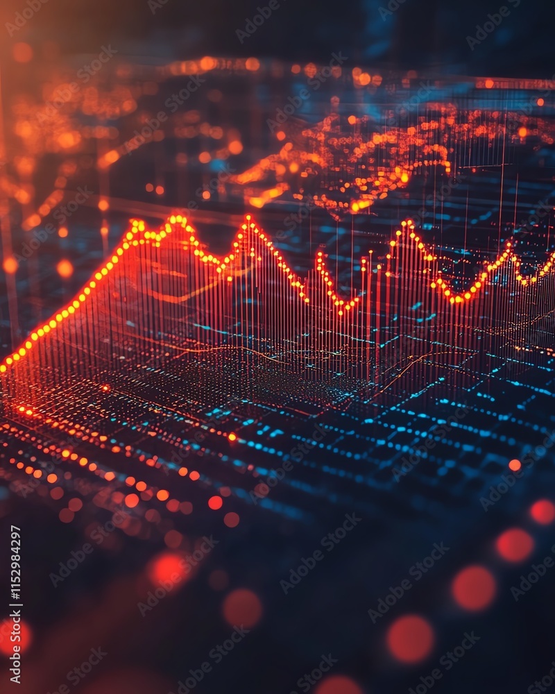 Aufkleber minimalist financial investment concept featuring a rising line graph with 3d elements, digital worl