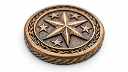 Fototapeta premium Elegant Bronze Military Medal with Laurel Wreath and Stars
