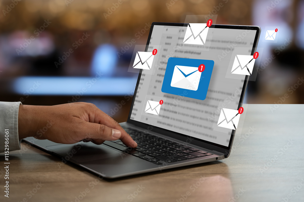 Poster businessmen using smartphones check new email notifications inbox alert