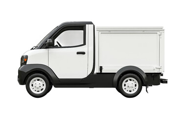 Small White Clean Delivery Truck isolated on transparent Background