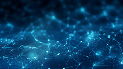 Fototapeta premium Digital blue network dotted line connection graphics poster background