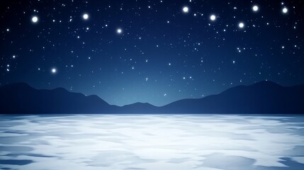 Naklejka premium Serene Night Landscape Starry Sky Over Calm Waters and Mountains