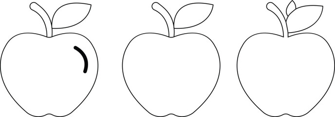 Apple vector icon set, apple silhouette graphic pictogram or glyph. elements, nature organic fresh healthy design. format for versatile designs, web apps, ui. isolated on transparent background,