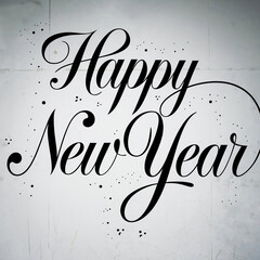 Happy New Year Illustration with Typography Letter and White Background
