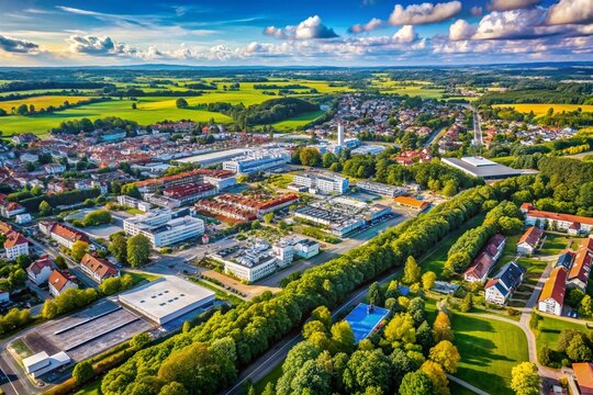 Aerial View of Garching, Germany: Urban Landscape and Research Campus