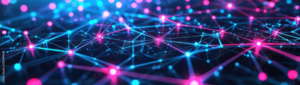 Aufkleber a digital marketplace with interconnected glowing nodes representing products, abstract geometric pa