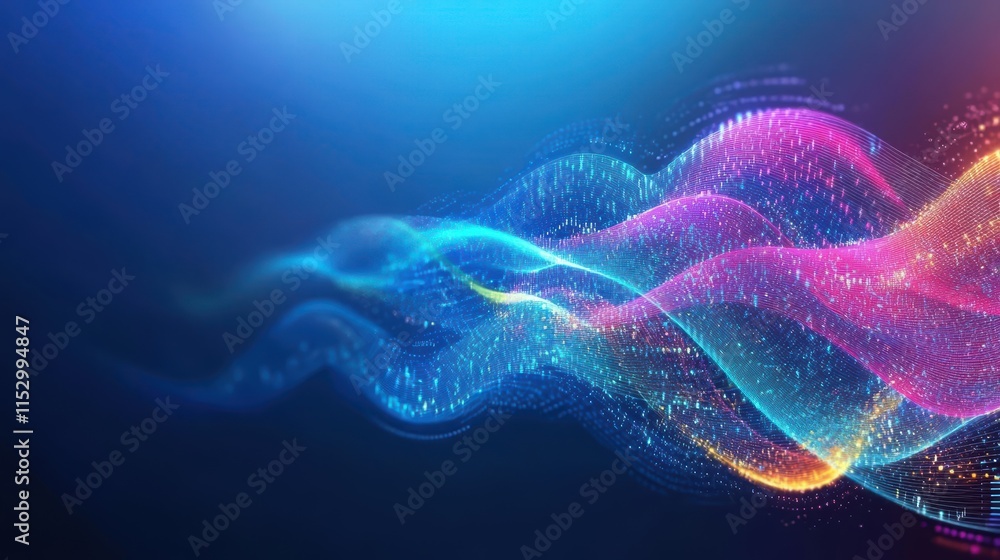 Poster a dynamic representation of global data exchange, colorful data waves traveling through a digital sp