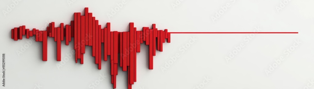 Poster a flat red line graph sharply dropping, minimalist aesthetic, monochromatic white and red color sche